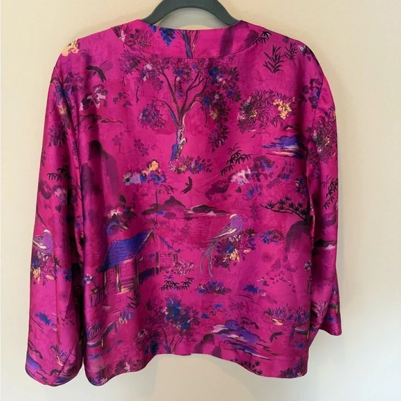 Zara Pink Floral Kimono Blouse Size Small - Picture 3 of 8